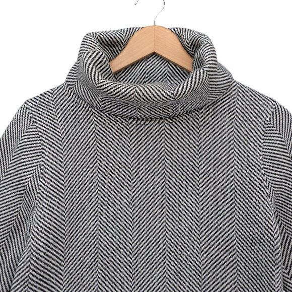 J.CREW Funnelneck Pullover Sweater Womens Black White Herringbone Size XS - Picture 3 of 8